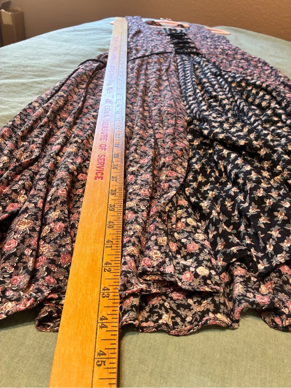 Vintage 90s Calico Print Midi Dress Corset Lace-up Coquette Grunge Whimsigoth - Picture 13 of 13